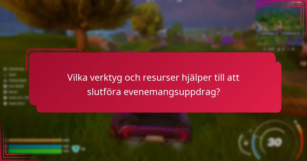Vilka verktyg och resurser hjälper till att slutföra evenemangsuppdrag?
